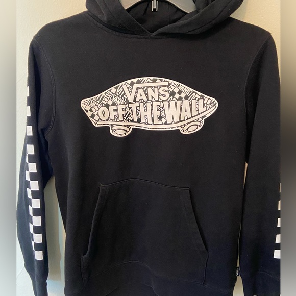 Vans Other - Men’s Medium Vans Off The Wall Black Hoodie Checkered sleeves